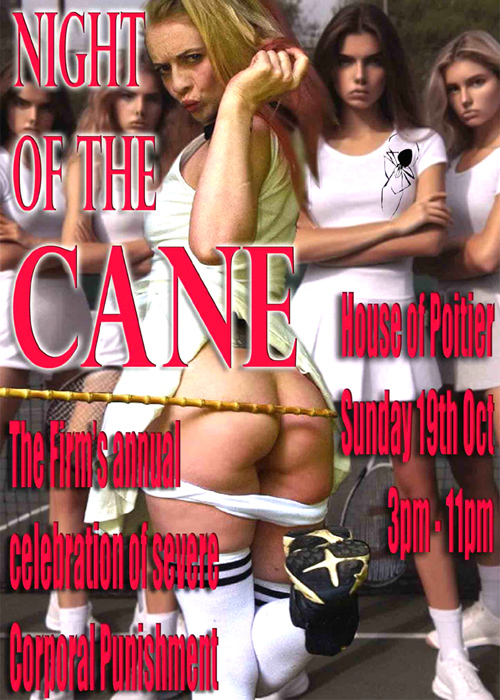 Caning Competition 2025 flyer: front  Flyer front for Night of the Cane 2025