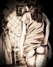 BW girl with bare buttocks